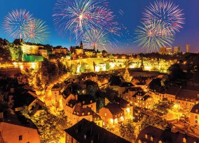 Luxemburg mit Feuerwerk