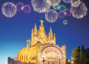 Barcelona Tibidabo Feuerwerk