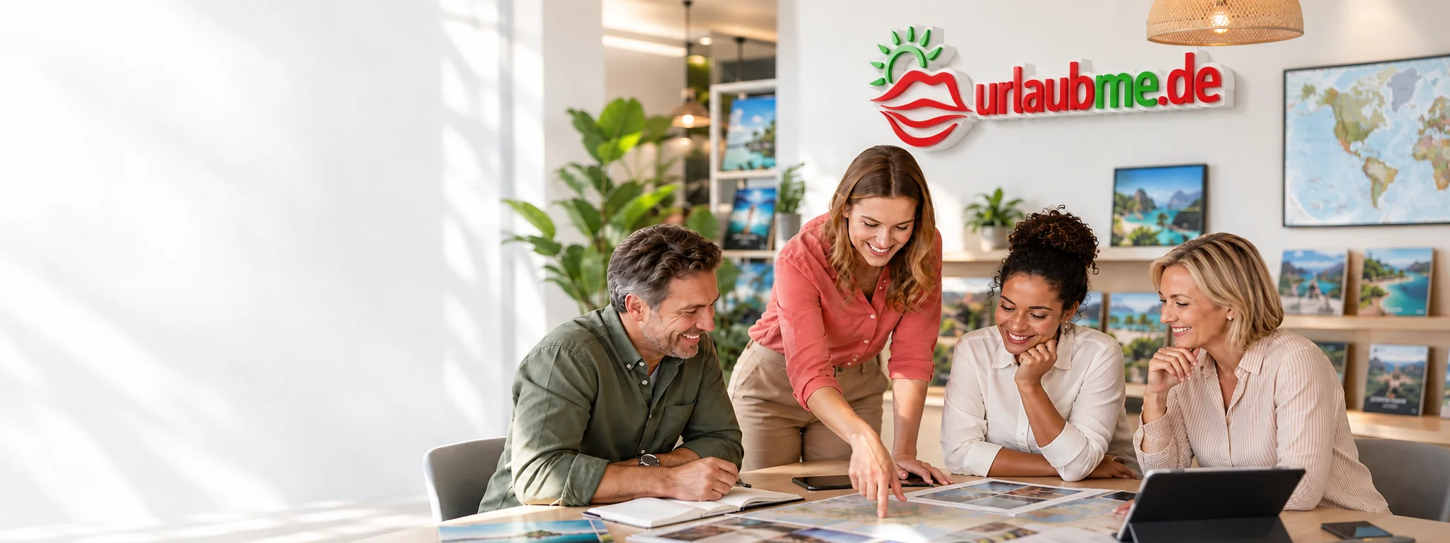 Urlaubme-Team bei der gemeinsamen Reiseplanung